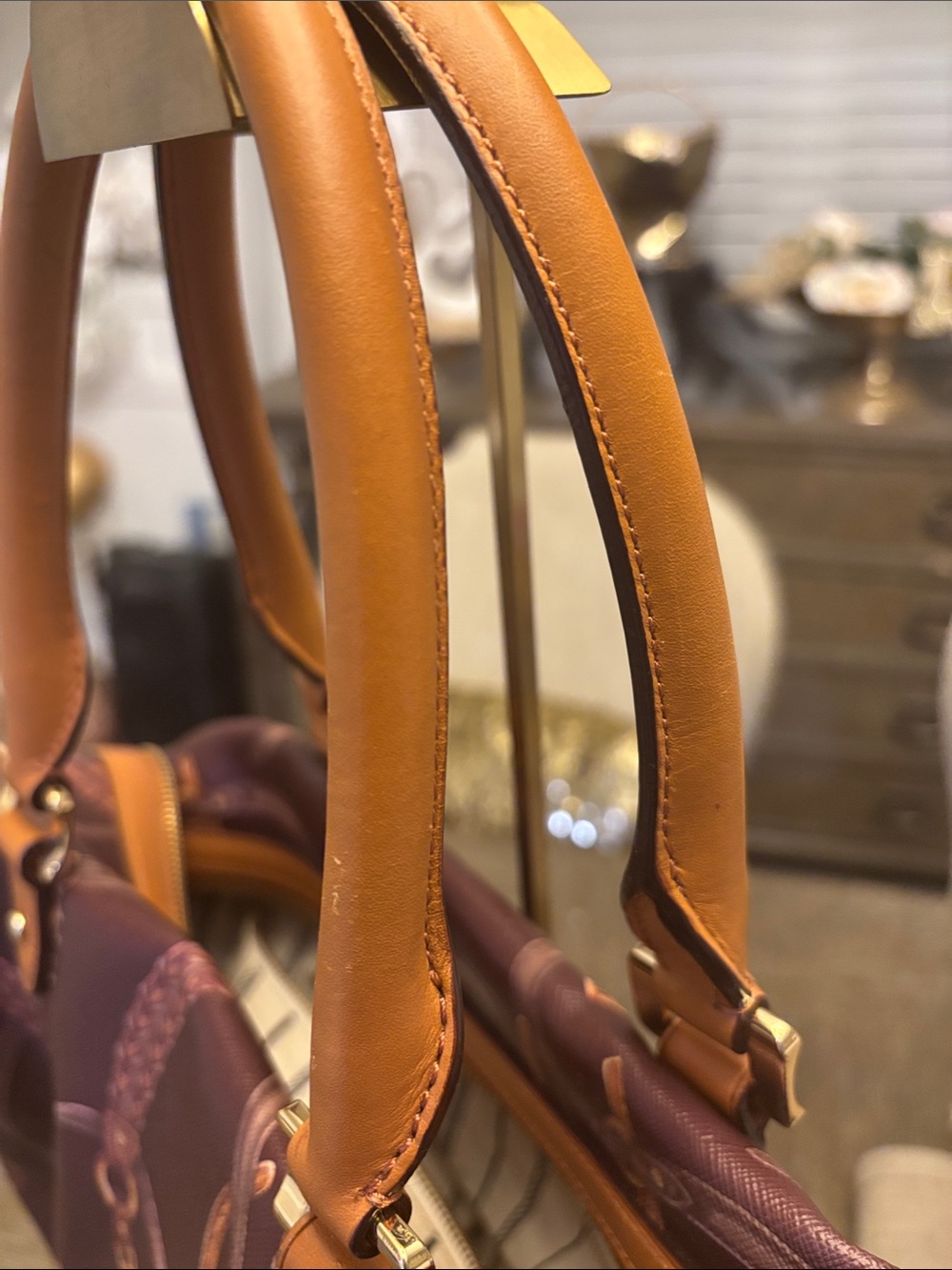 Ralph Lauren Satchel with Tan Leather Trim - Picture 4 of 8